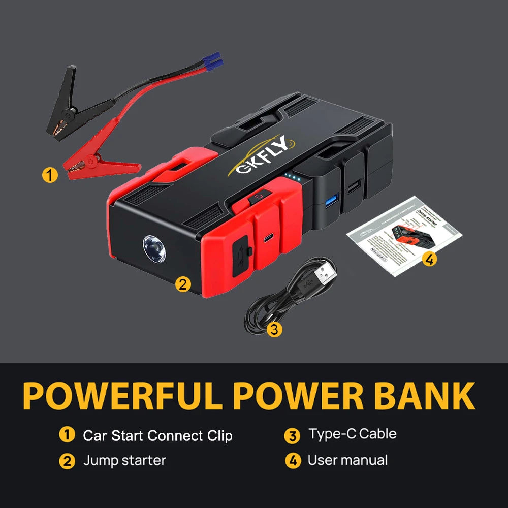 FanzyMarket 3000A car jump starter and 44.4Wh portable power bank for petrol and diesel vehicles, emergency battery booster.