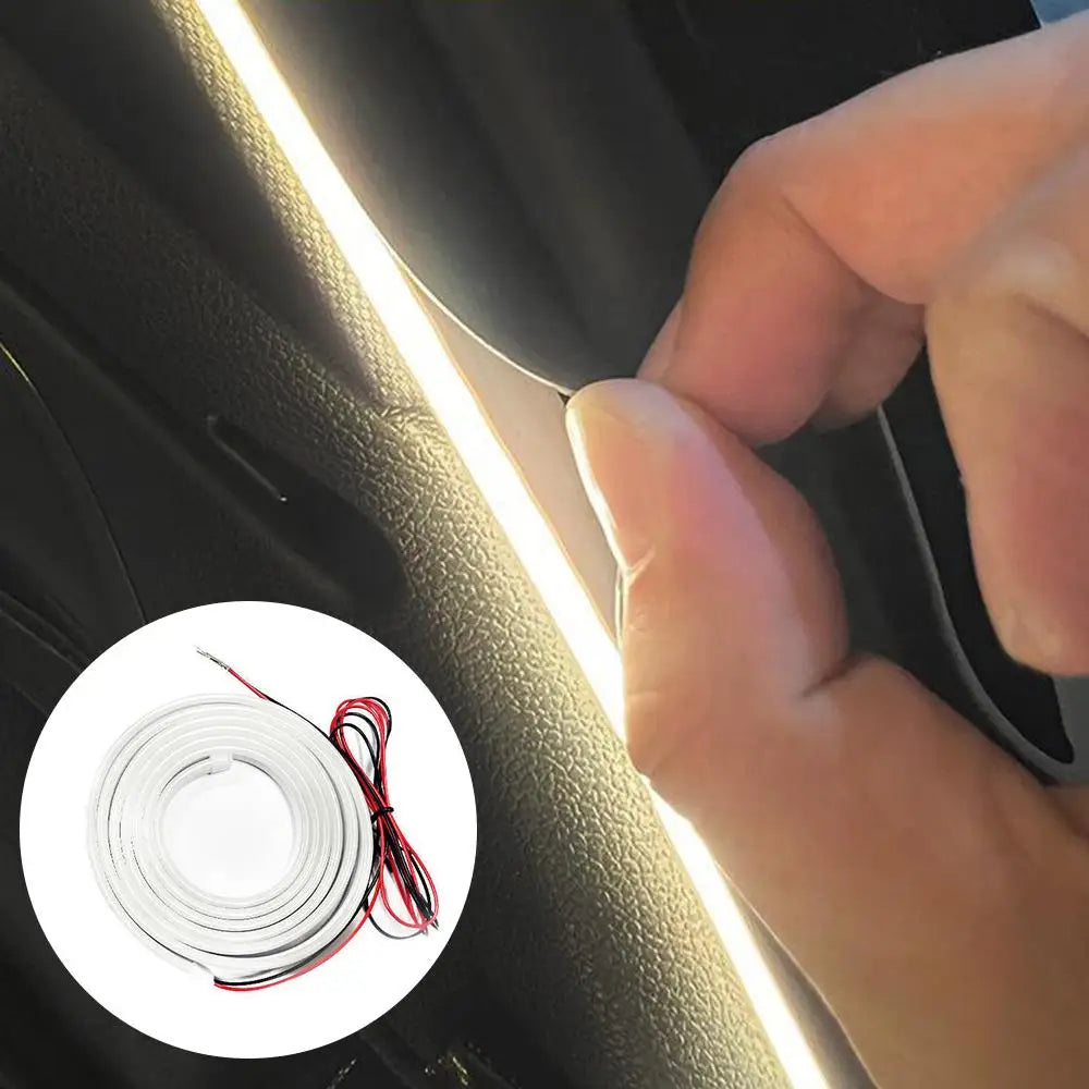 FanzyMarket sensor trunk LED light strip installed in car trunk, motion-activated bendable auto interior LED bar for atmosphere lighting.