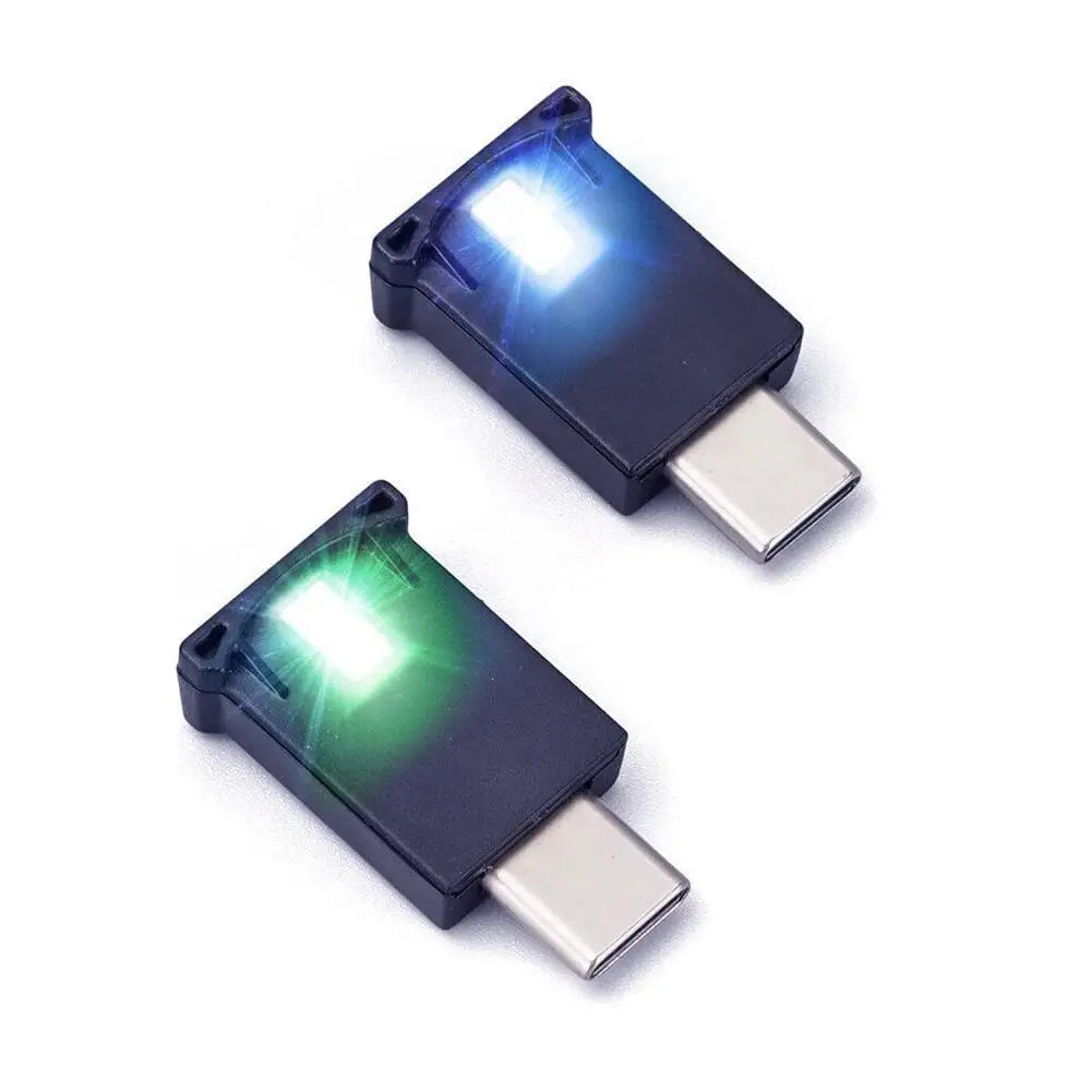 FanzyMarket RGB USB-C LED car ambient light with 8 color options and dynamic gradient for interior atmosphere lighting.