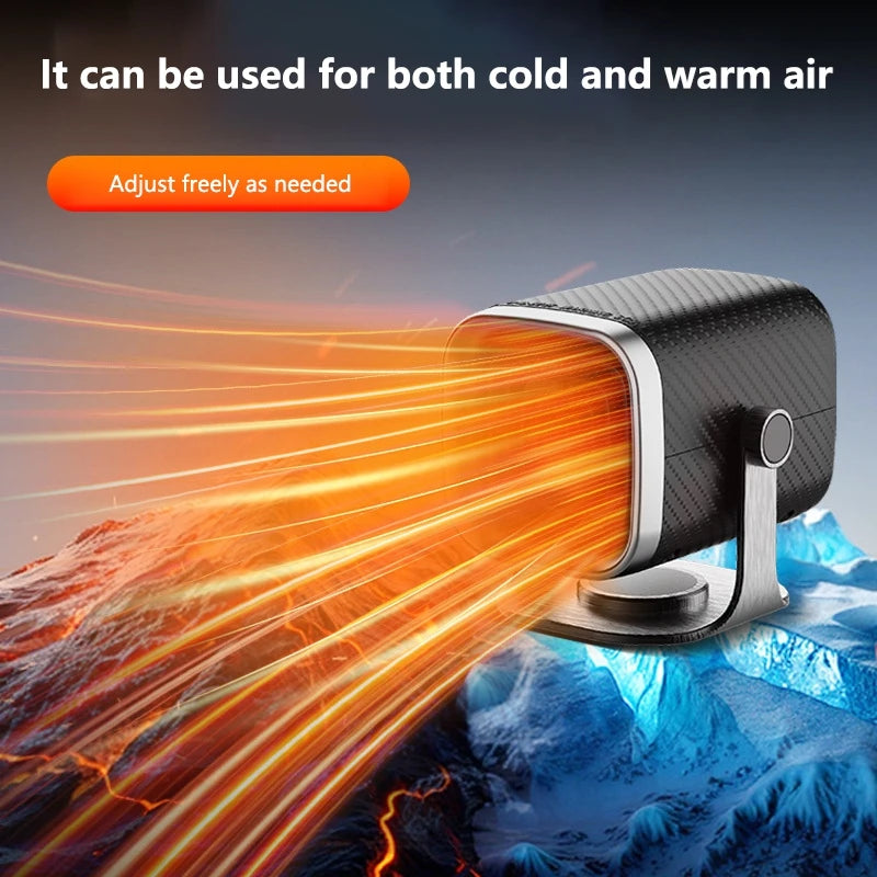 FanzyMarket 12V/24V car electric heater and cooling fan for windshield defogger and defroster, black auto and moto accessory.