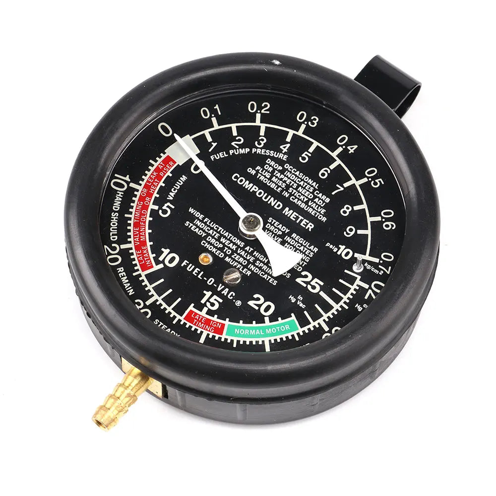 FanzyMarket automotive fuel pump pressure and vacuum gauge test kit with multiple diagnostic gauges for car maintenance.