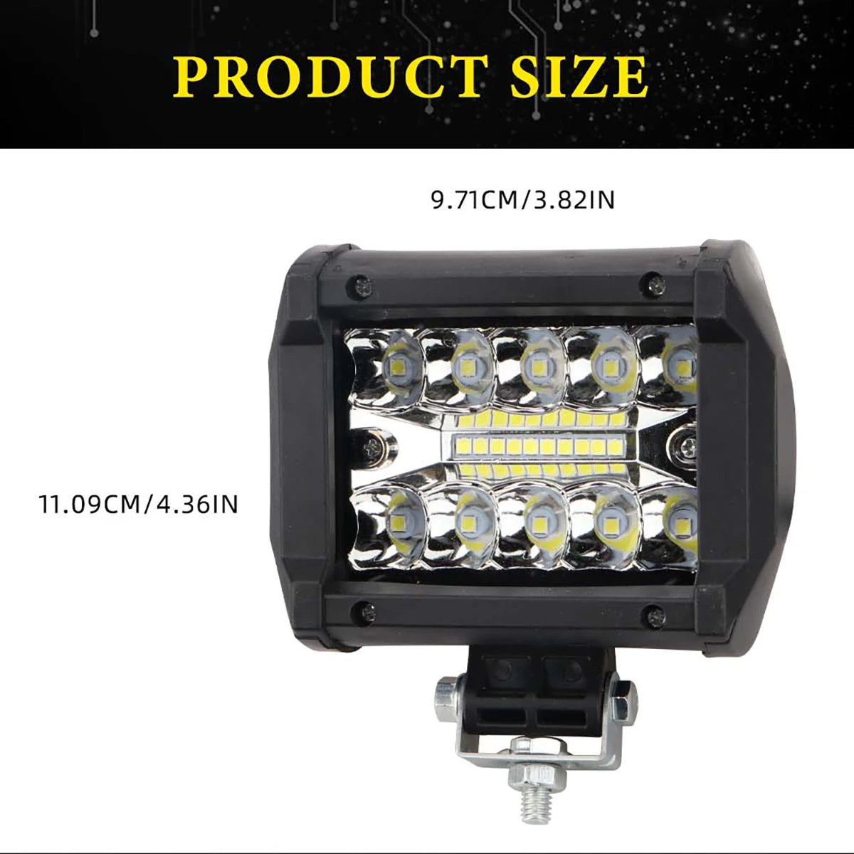 FanzyMarket 60W 12V LED work light with 20 SMDs, combo beam fog spotlight for trucks, UTVs, SUVs, ATVs, boats, off-road vehicles