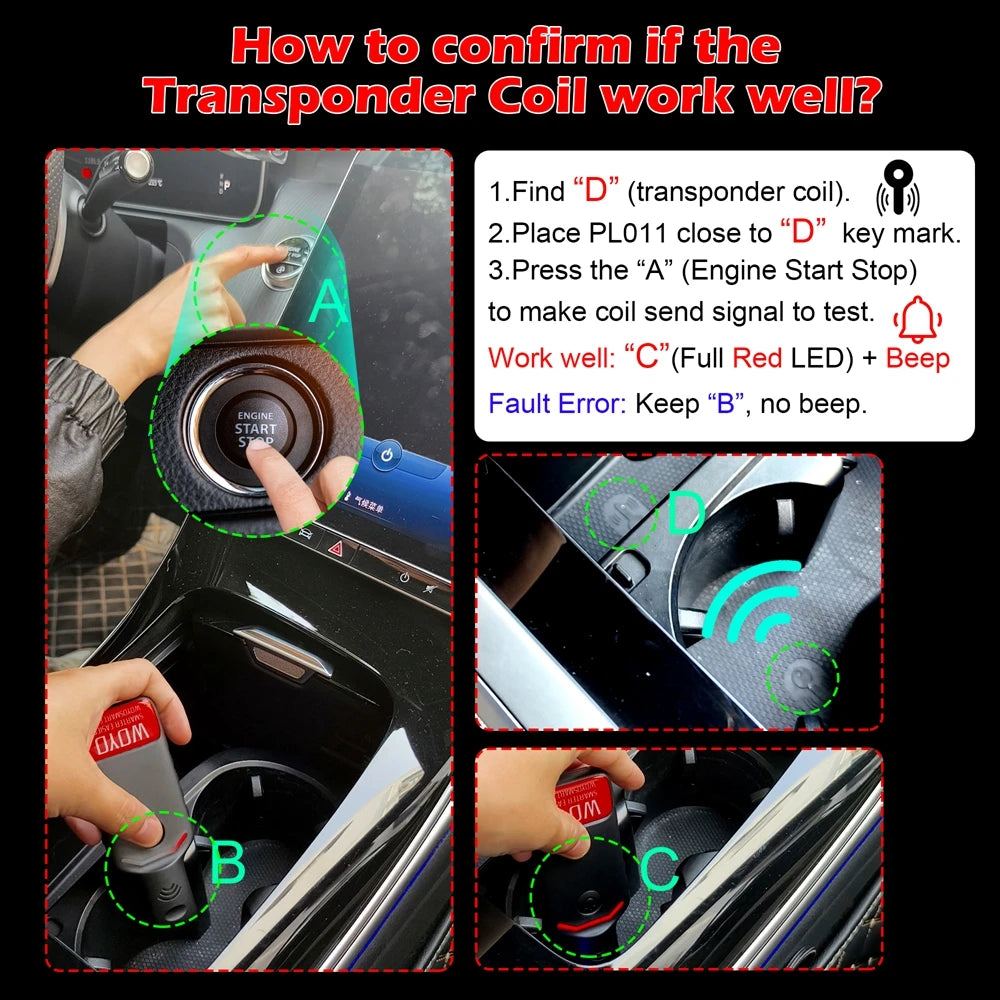FanzyMarket PKE LF Transponder Coil Locator and Keyless Entry LF Antenna Detector for car transponder coil testing.