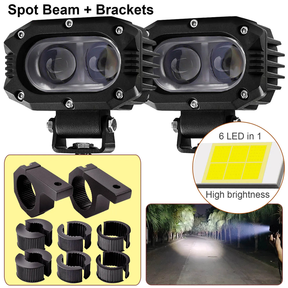 FanzyMarket 4-inch LED pod light with combo spot and flood beam, ideal for cars, motorcycles, ATV, UTV, off-road, and boats.