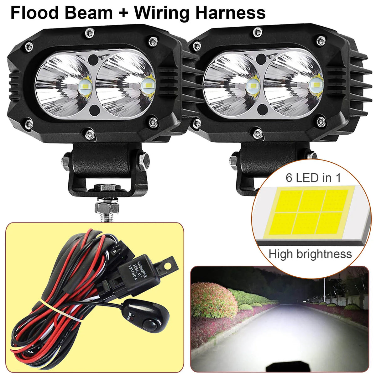 FanzyMarket 4-inch LED pod light with combo spot and flood beams, ideal for off-road vehicles, boats, and trucks.