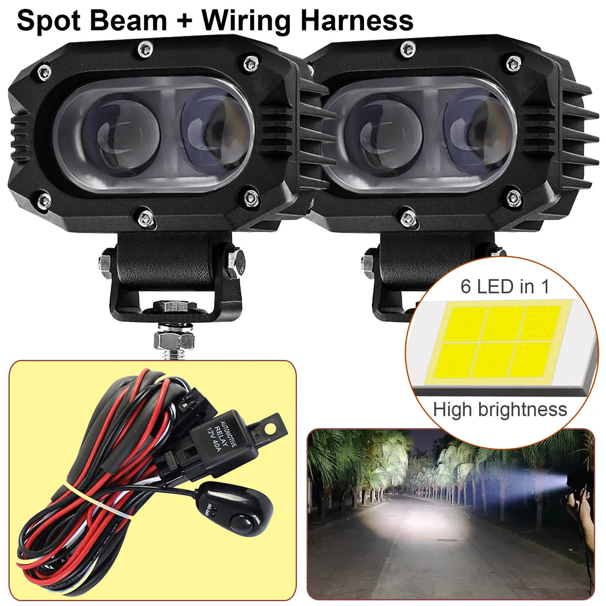 FanzyMarket 4-inch LED pod light with combo spot and flood beam, ideal for cars, motorcycles, ATVs, UTVs, and off-road vehicles.