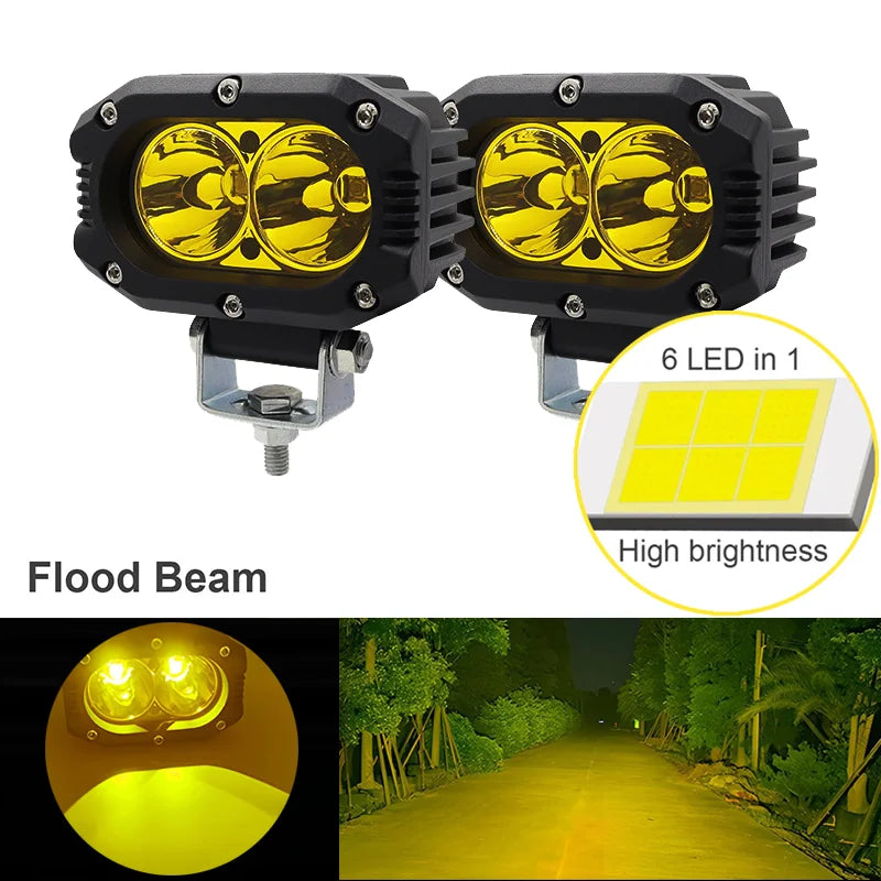 FanzyMarket 4-inch LED pod light with combo spot and flood beam, suitable for cars, motorcycles, off-road vehicles, and boats