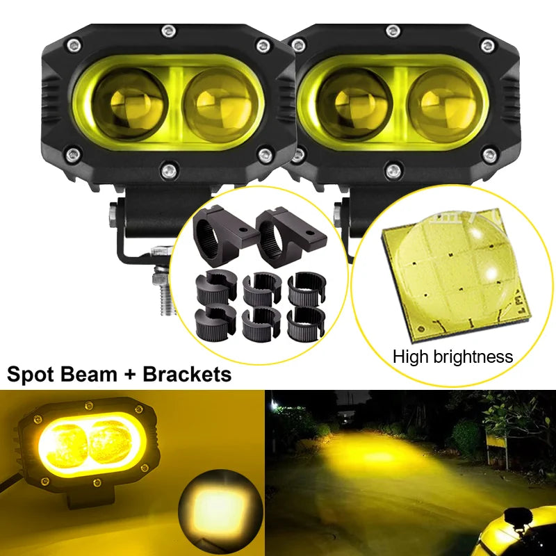 FanzyMarket 4-inch LED Pod Light with combo spot and flood beams, suitable for cars, motorcycles, and off-road vehicles.