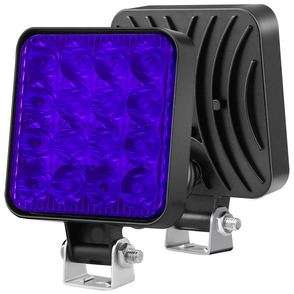 Yellow 48W 12V LED work light with 1200 lumens, spot beam, IP65 off-road light for Jeep, truck, SUV, ATV by FanzyMarket.