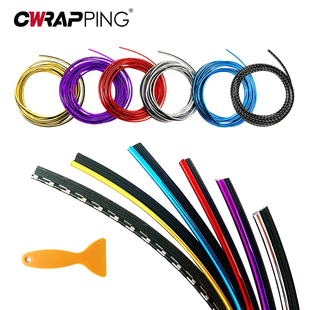 Flexible PVC car trim moulding strip in silver, with decorative edge guard, available in 1m, 3m, or 5m lengths for auto interior.
