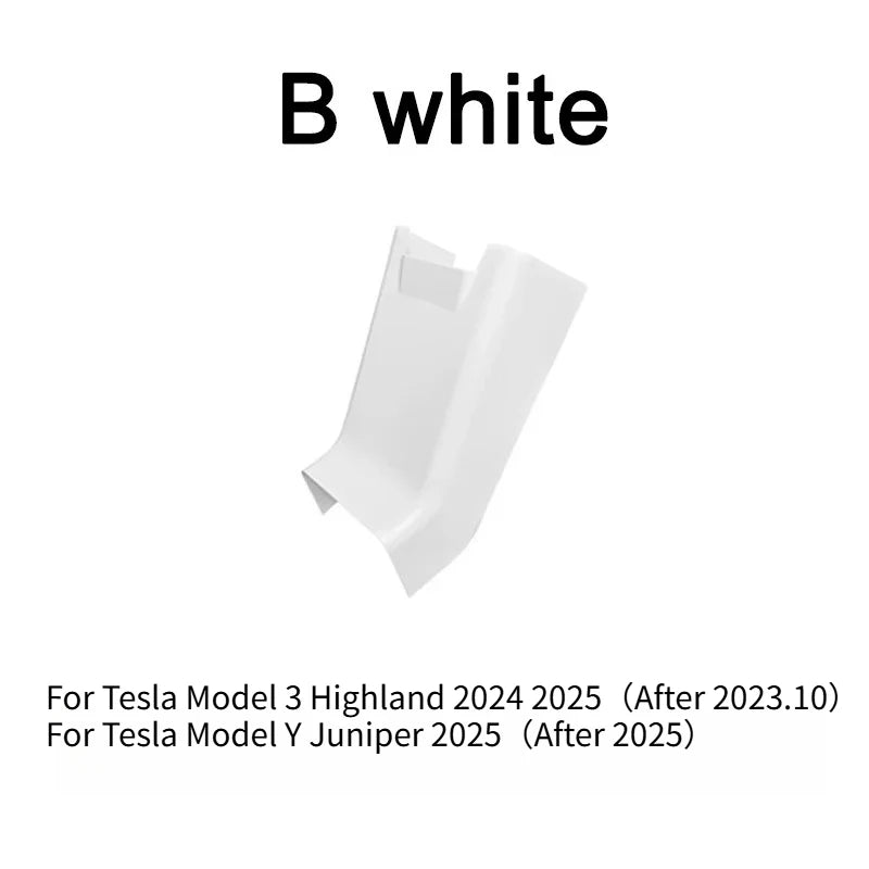 White ABS rear screen cover protector frame with air vent trim for Model Y Juniper, auto interior accessory by FanzyMarket.