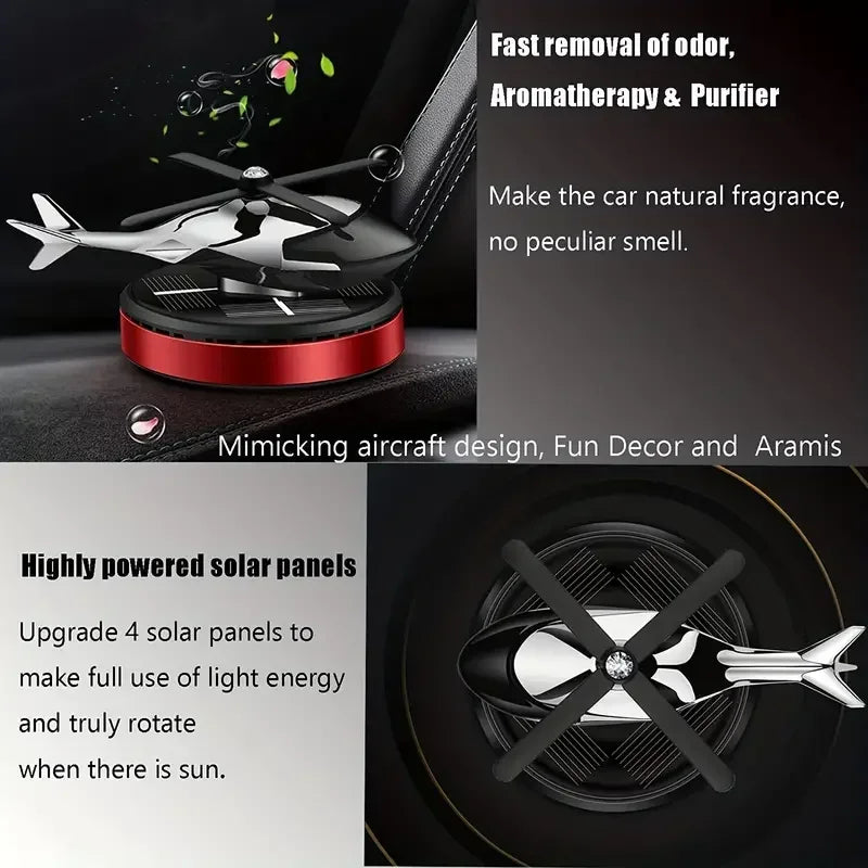 Red solar helicopter propeller car air freshener by FanzyMarket, decorative aromatherapy diffuser for vehicle interior decor.