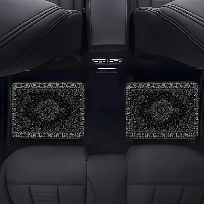 FanzyMarket bandana print rectangular car floor mats made of synthetic fiber, designed for auto interior protection and style.
