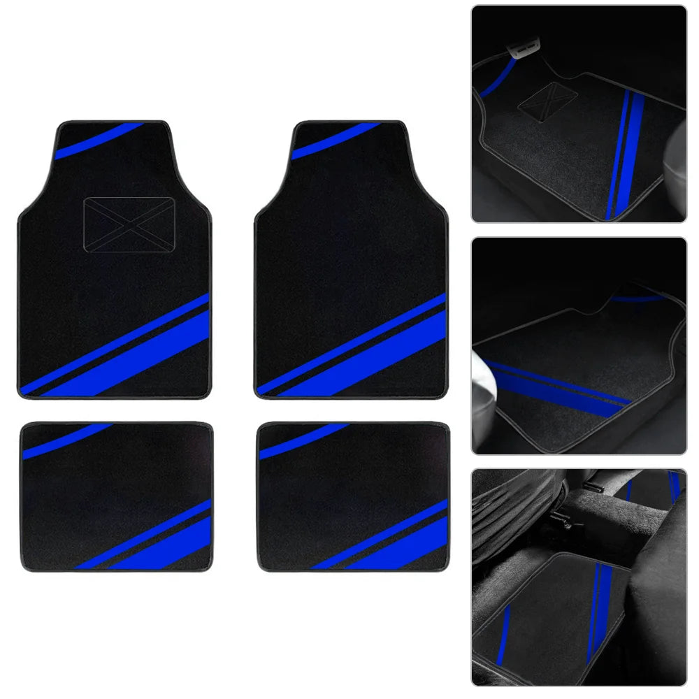 FanzyMarket 4-piece car floor mats set with suede-style synthetic carpet, anti-slip backing for cars, SUVs, and vans.
