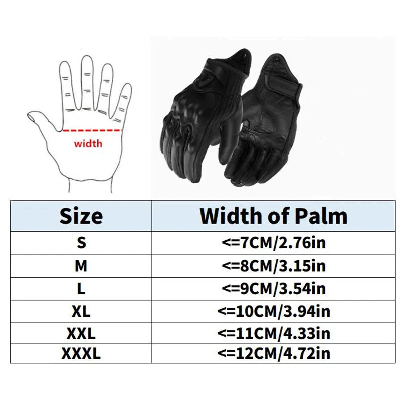 FanzyMarket goatskin leather motorcycle gloves for men and women, full-finger design, black, suitable for motorcycles and electric bikes.