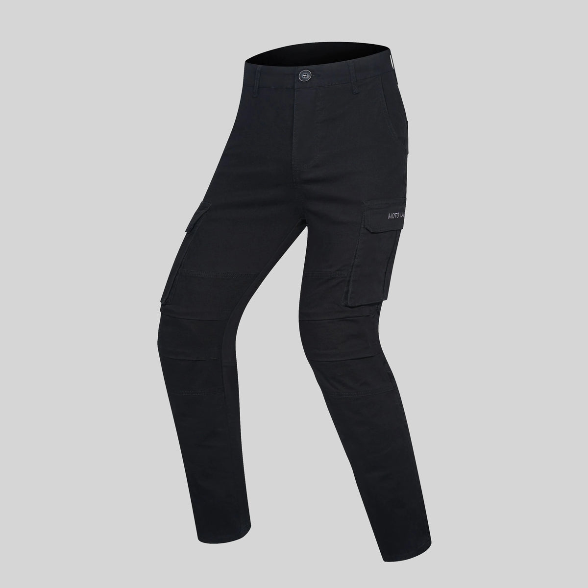 FanzyMarket motorcycle riding pants in black with detachable armor, anti-fall and anti-tear design, retro off-road all-season gear.