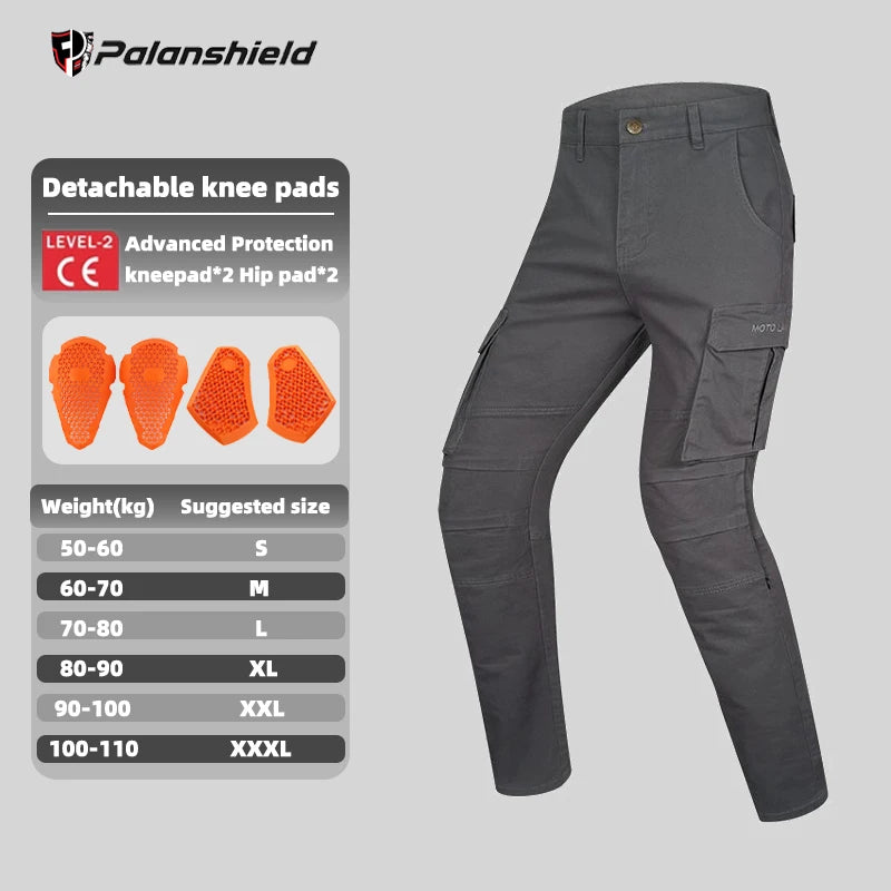 FanzyMarket motorcycle riding pants in black with detachable armor, designed for off-road, all-season riding, anti-fall and tear-resistant.
