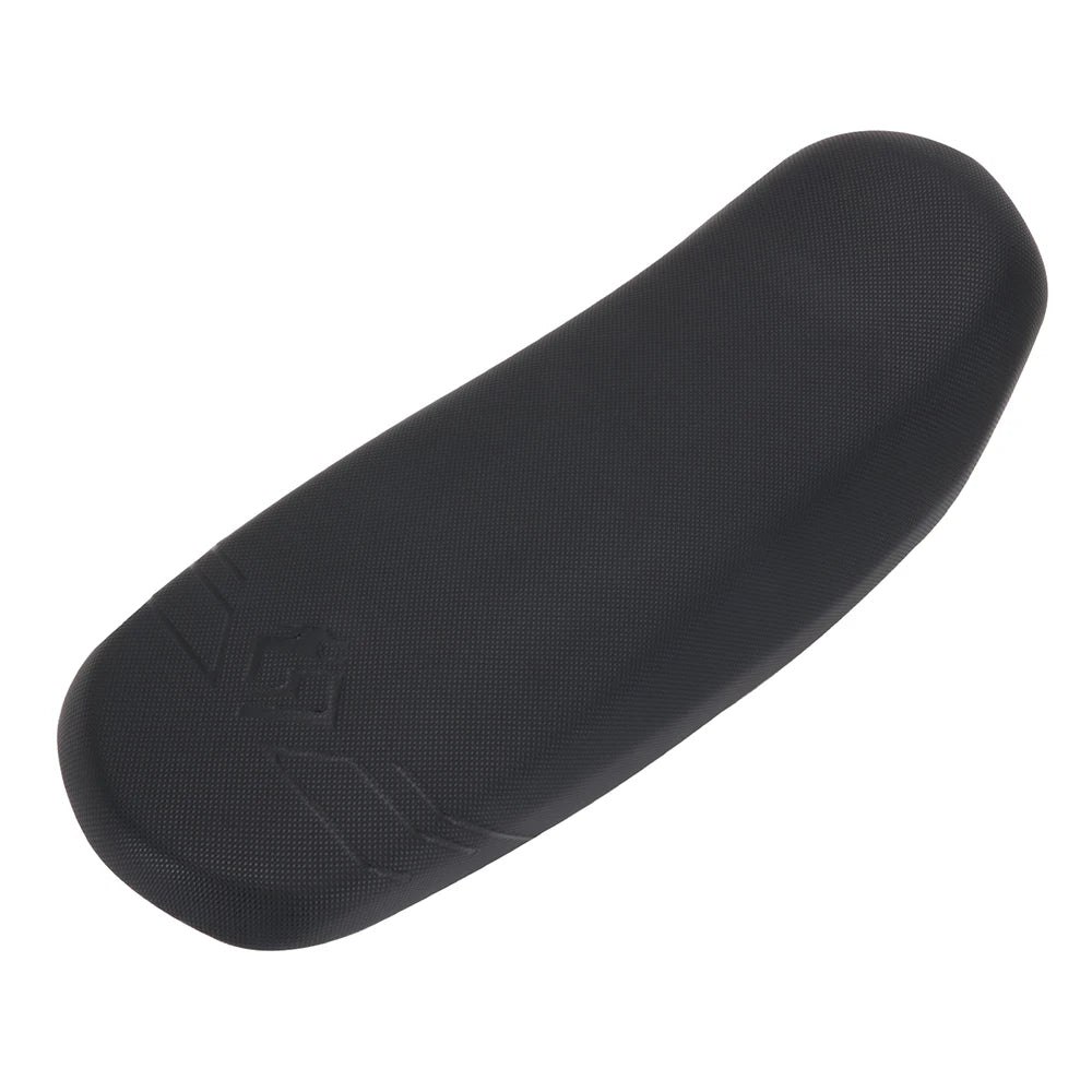 FanzyMarket waterproof leather seat cushion for electric dirt bikes, 6mm thick durable motorcycle saddle for off-road and e-bike riding.