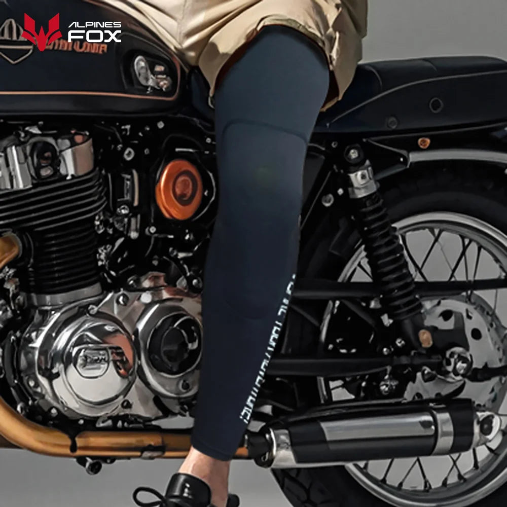Black motorcycle compression riding pants by FanzyMarket with breathable mesh, CE knee and hip protectors, ideal for summer motocross riding.