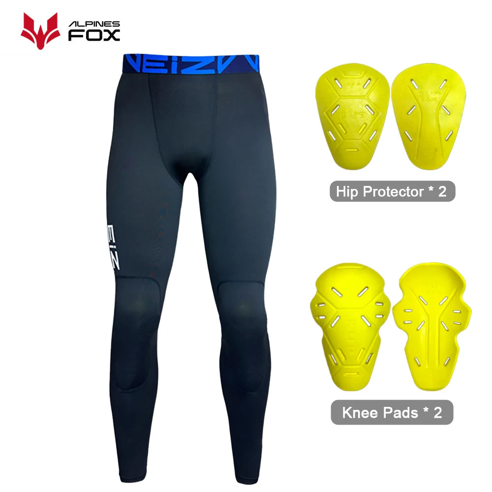 FanzyMarket motorcycle compression riding pants with breathable mesh, CE knee and hip protectors, designed for motocross and summer riding.