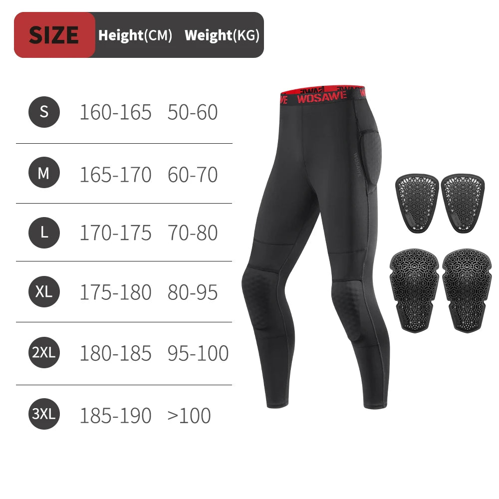 Men's black CE-certified motorcycle pants with detachable knee and hip pads, breathable off-road motocross riding gear.