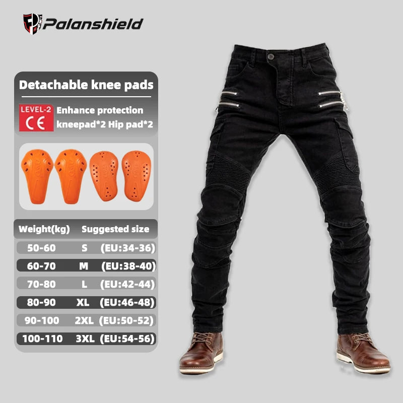 FanzyMarket unisex khaki motocross motorcycle riding jeans with removable knee pads and double-zip design, designed for safety and comfort.
