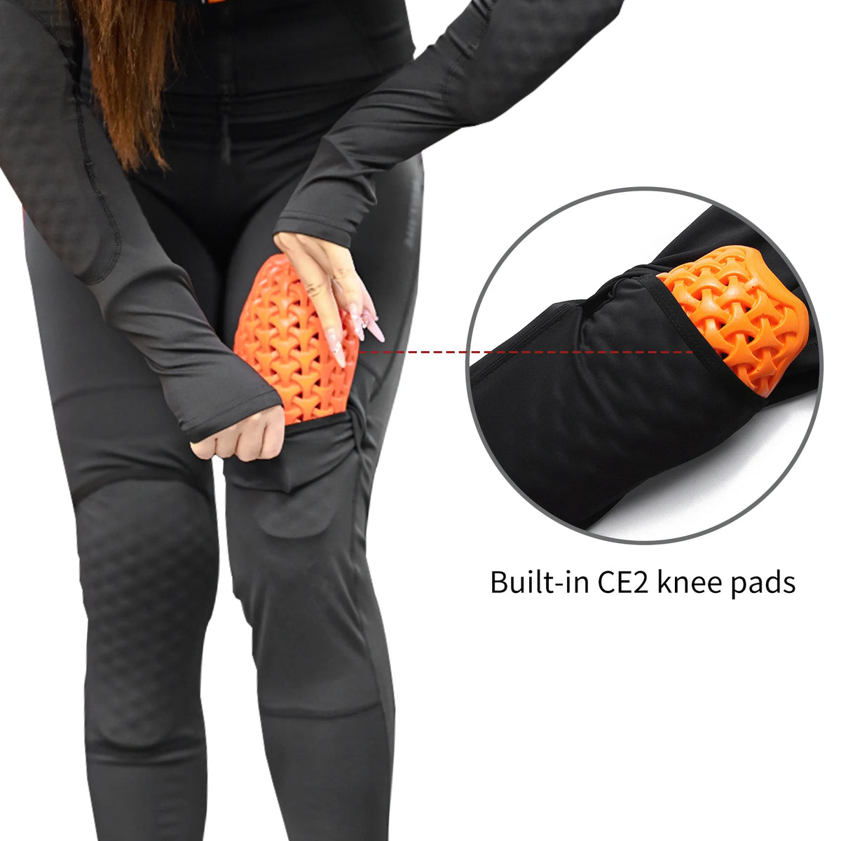 FanzyMarket women's high-waist motorcycle riding pants with removable knee pads, reflective accents, designed for commuter and fitness riding.