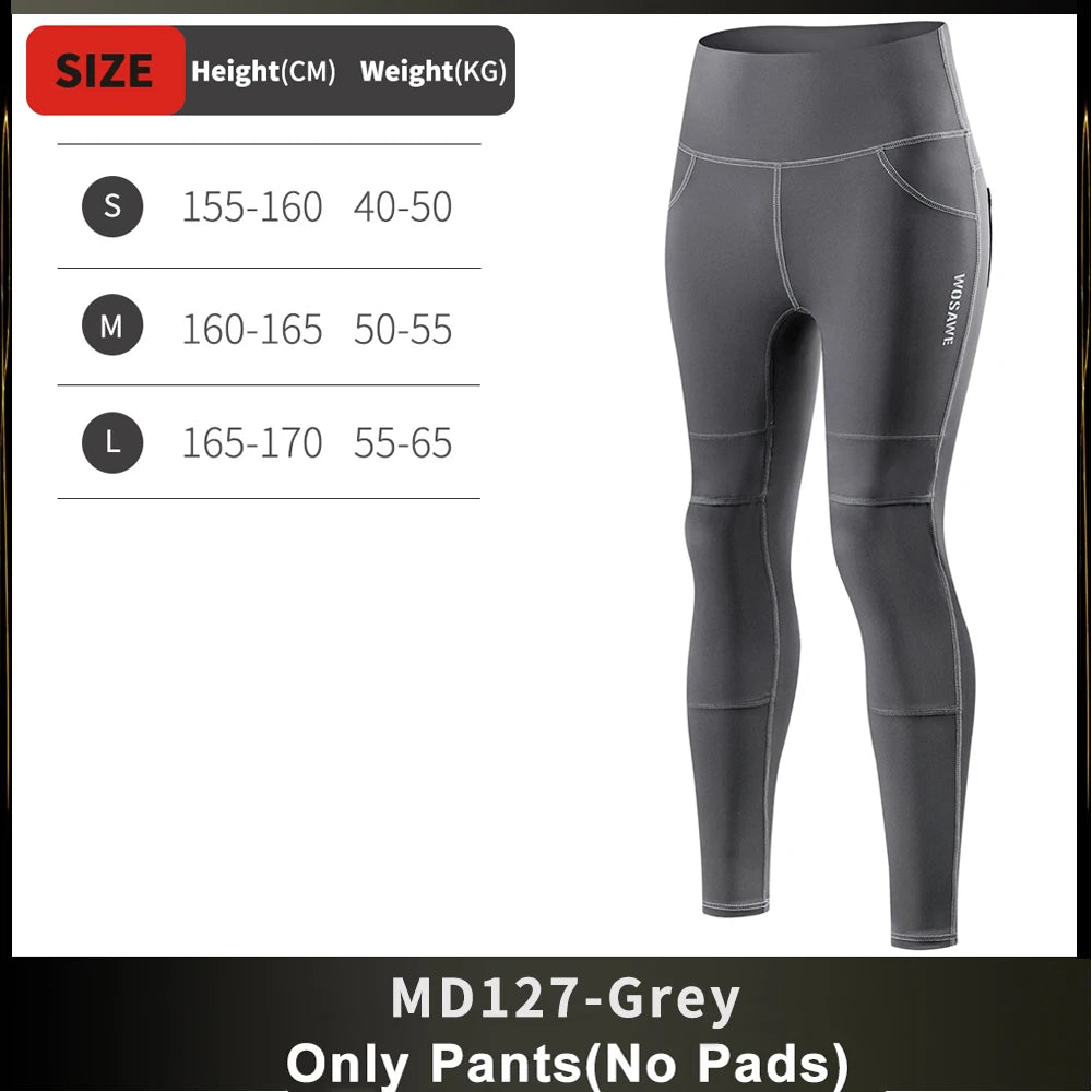 FanzyMarket women's high-waist motorcycle riding pants with removable knee pads, reflective details, designed for commuter and fitness riding.