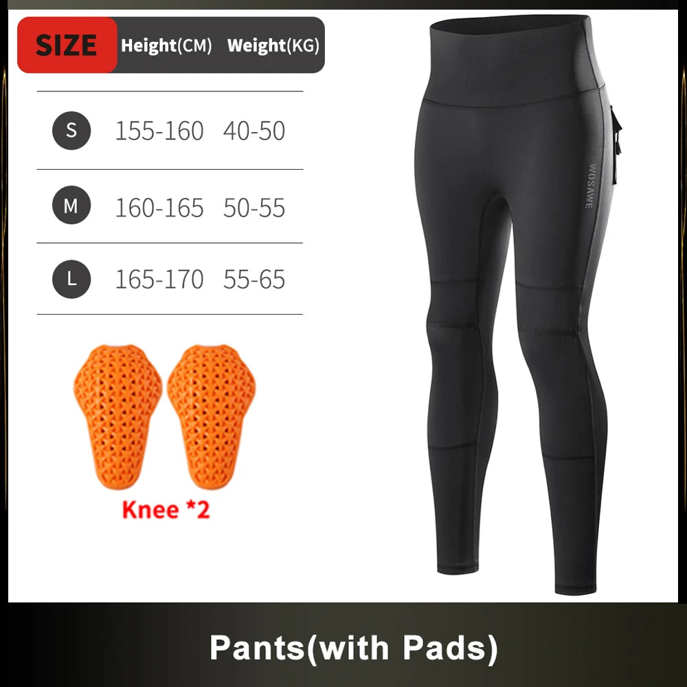 FanzyMarket women's high-waist motorcycle riding pants with removable knee pads, reflective details, designed for commuting and fitness.
