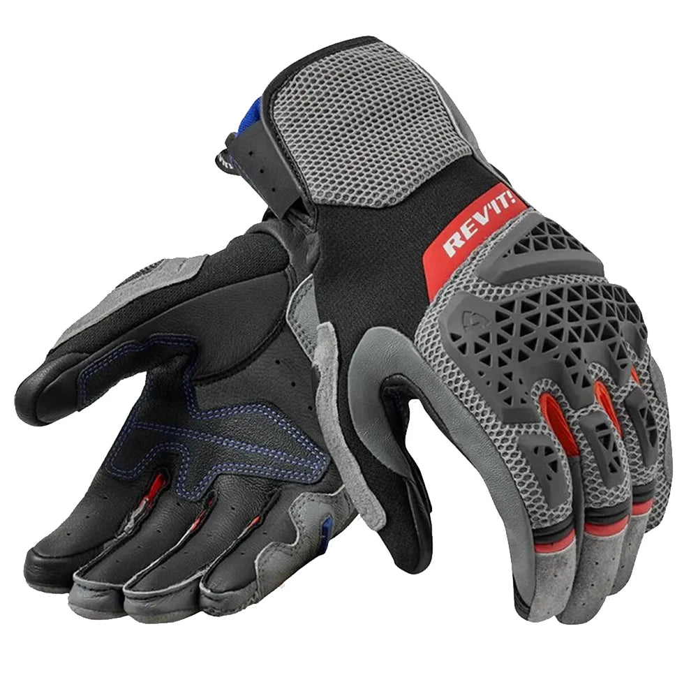 FanzyMarket men's leather mesh motorcycle gloves with touchscreen fingertips, knuckle and palm protection, full-finger riding gloves.