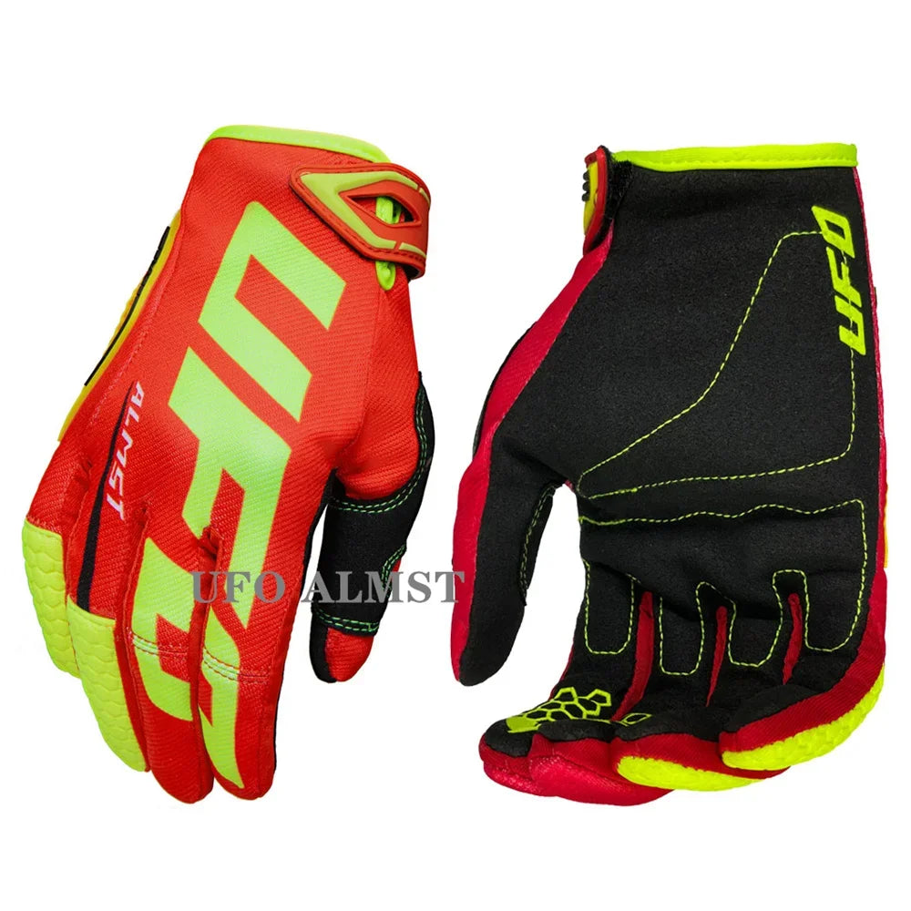 FanzyMarket men's off-road motorcycle gloves with full-finger design, shockproof, breathable, windproof, and touchscreen-compatible for MX riding.