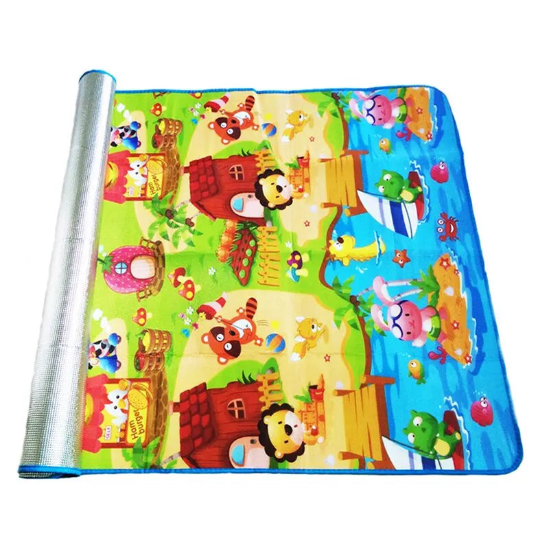 Colorful waterproof baby play mat from FanzyMarket, 180x120 cm soft foam crawling mat for indoor and outdoor use.