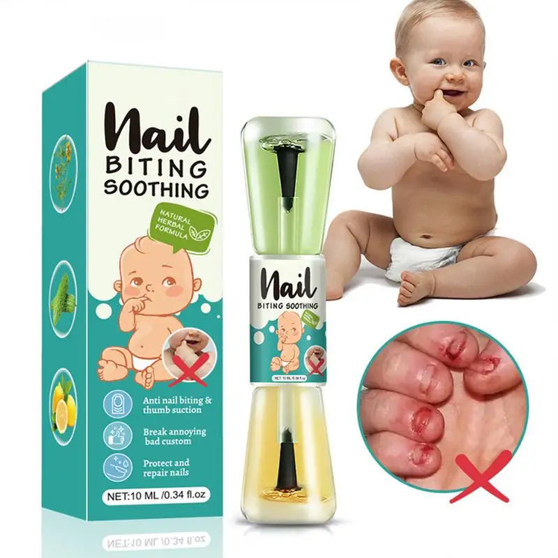 FanzyMarket 10ml anti-biting nail polish for kids and teens with natural plant extracts, featuring a bitter taste to prevent nail biting.