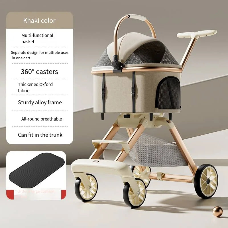 FanzyMarket portable baby and pet stroller with one-click fold, lightweight design, suitable for travel and nursery use.