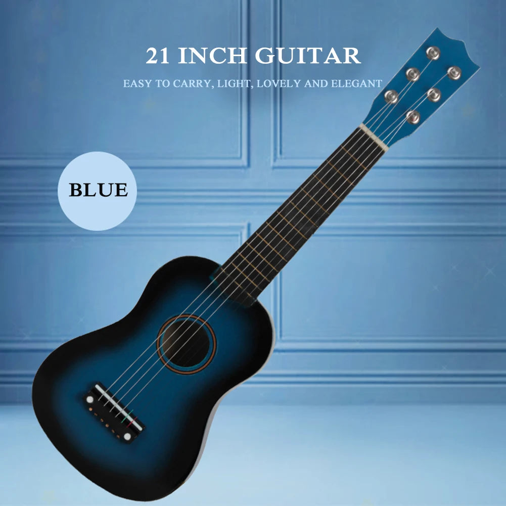 Mini 6-string acoustic guitar for kids, 21-inch FanzyMarket wooden beginner musical instrument, perfect for children’s musical play.