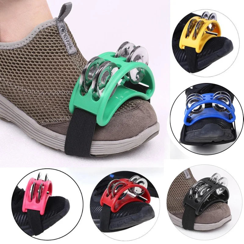 Mini elliptical tambourine jingle drum by FanzyMarket, a wooden hand and foot percussion instrument for kids' parties and karaoke.