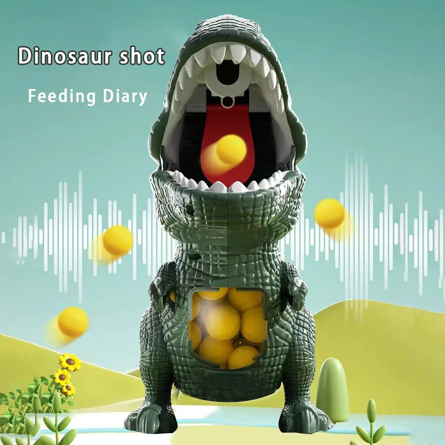 FanzyMarket T. Rex Dinosaur soft bullet blaster toy for kids ages 3-6, interactive wooden puzzle toy for parent-child play.