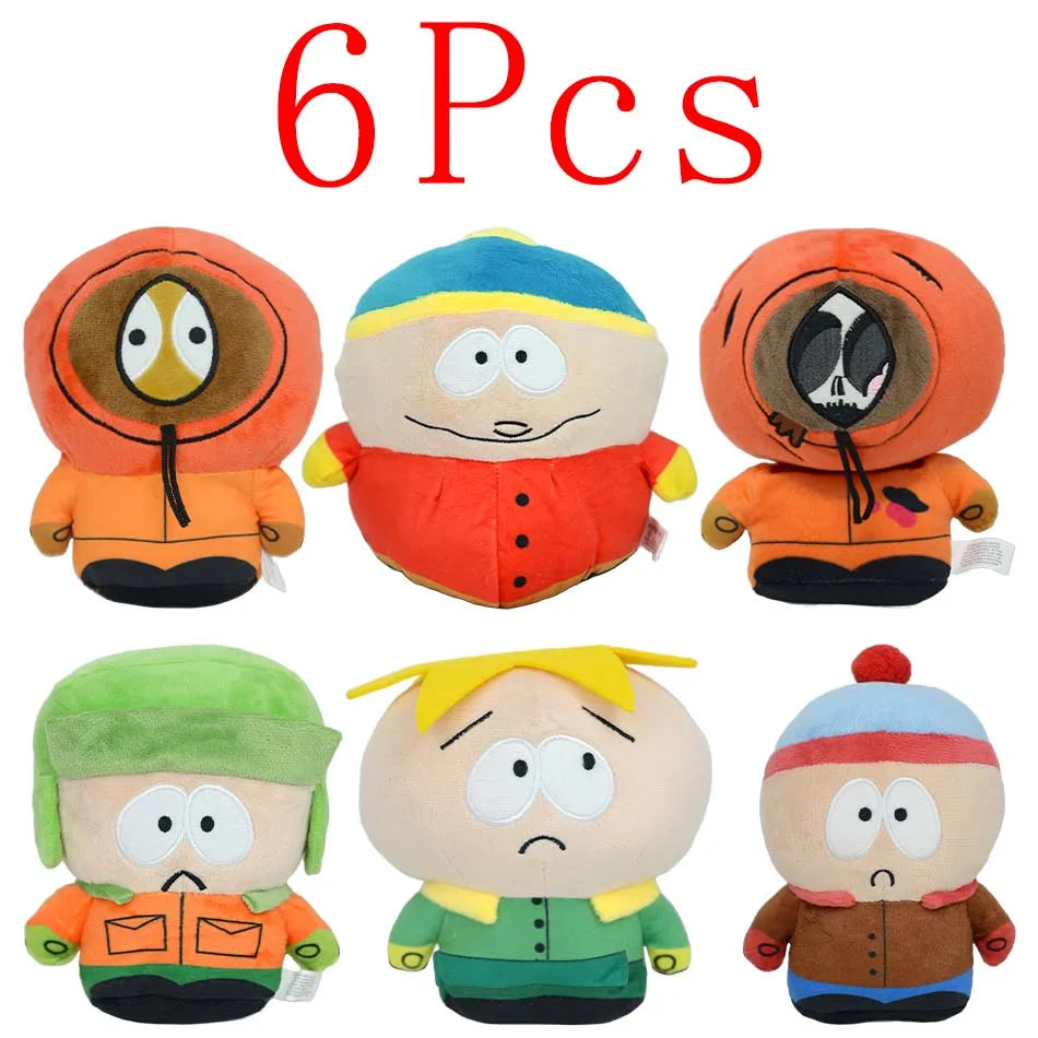 South Park plush toy set featuring Cartman, Stan, Kyle, Kenny, and Butters, 8-inch stuffed dolls for kids' play and gifts.