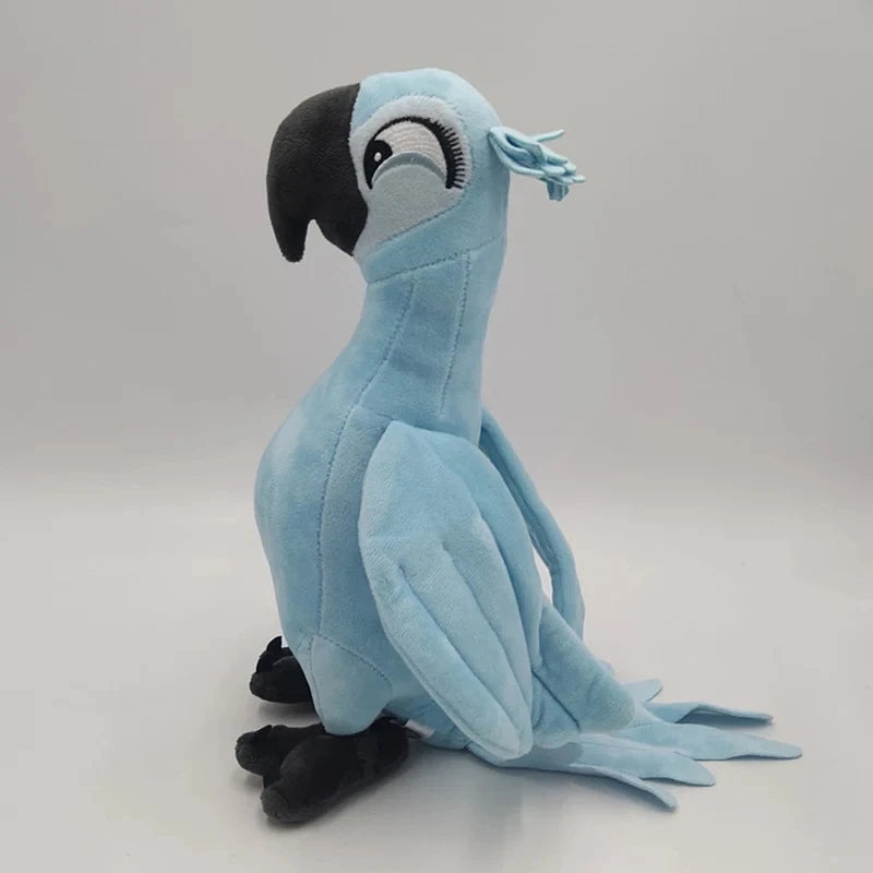 FanzyMarket blue parrot plush toy, 30cm stuffed bird with colorful feathers, perfect for kids as a Christmas gift.