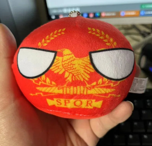FanzyMarket Polandball Countryball plush keychain, 10cm, featuring 70 designs, soft stuffed toy pendant for kids and collectors.