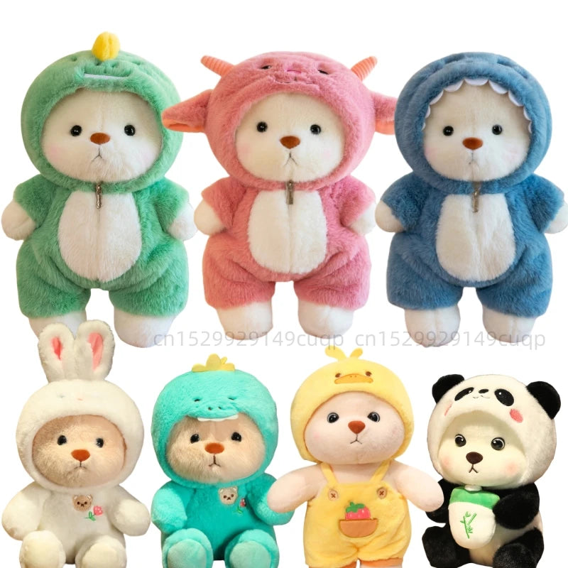 Anime cosplay joint plushies featuring bear, bunny, duck, shark, and pig soft dolls, 25-35cm, for girls by FanzyMarket.