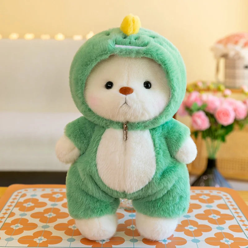 Anime cosplay joint plushies featuring bear, bunny, duck, shark, and pig soft dolls, perfect for kids and collectors.