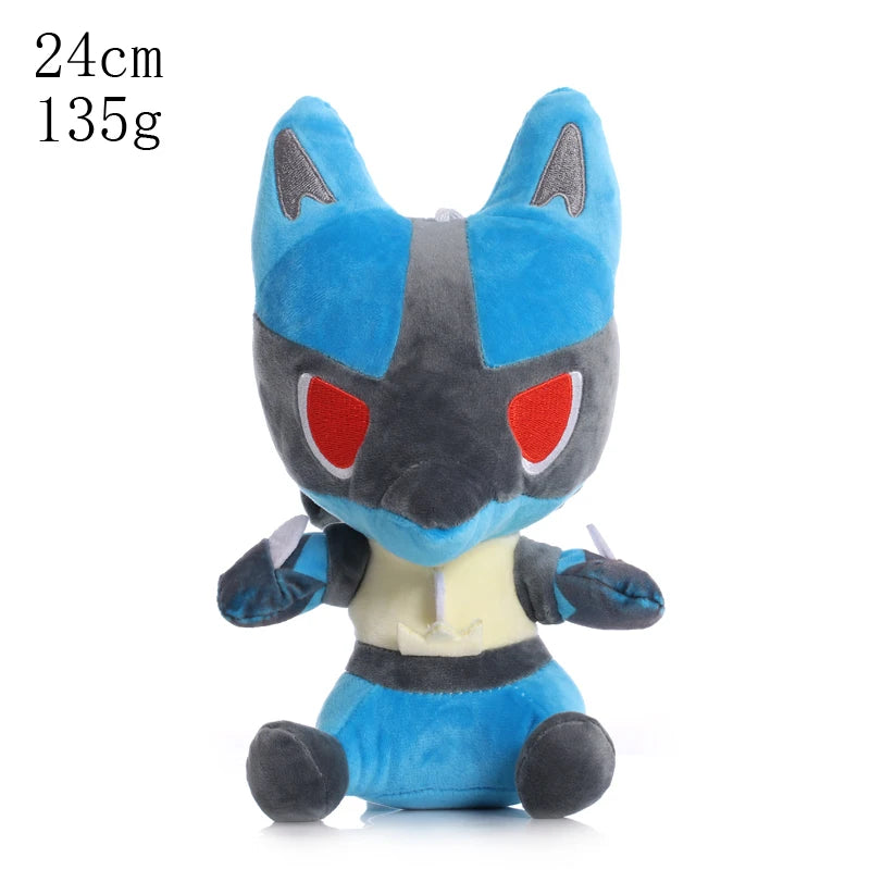 FanzyMarket Pikachu & Friends 8-inch plush stuffed animals including Pikachu, Charmander, Squirtle, Eevee, Gengar, and Snorlax.