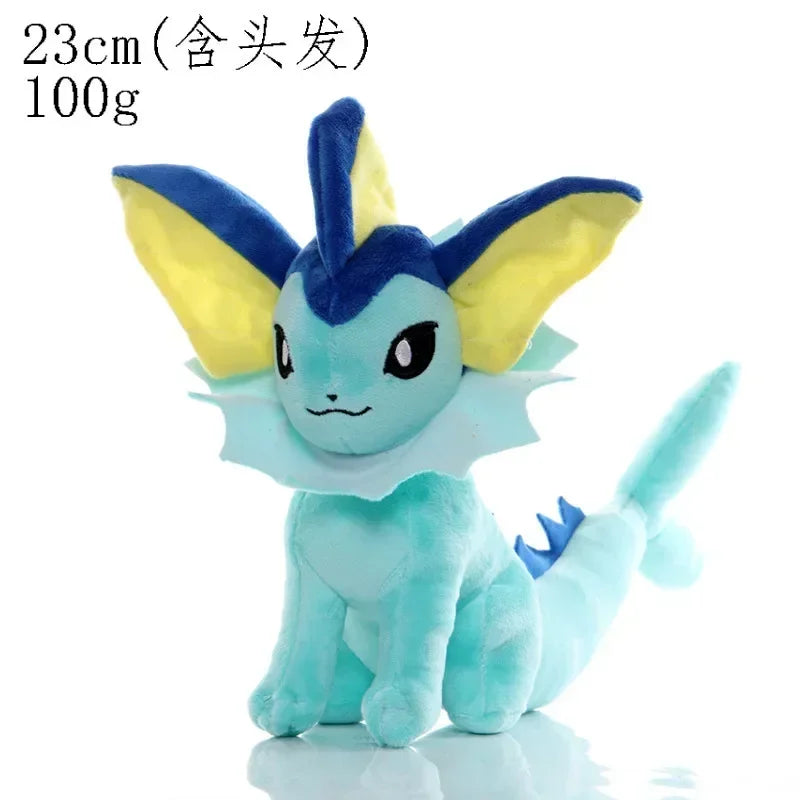 FanzyMarket plush toys featuring Pikachu, Charmander, Bulbasaur, Squirtle, Psyduck, and Eevee in soft stuffed doll form, 6-12 inches.