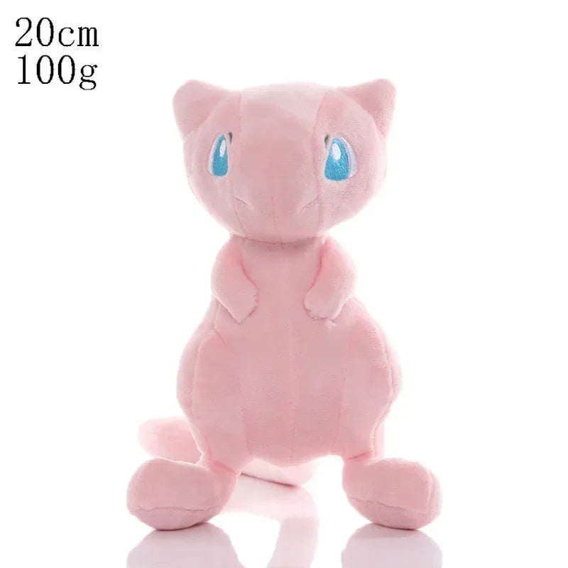Colorful collection of FanzyMarket plush toys including Pikachu, Charmander, Eevee, and Squirtle soft stuffed dolls, 6-12 inches.