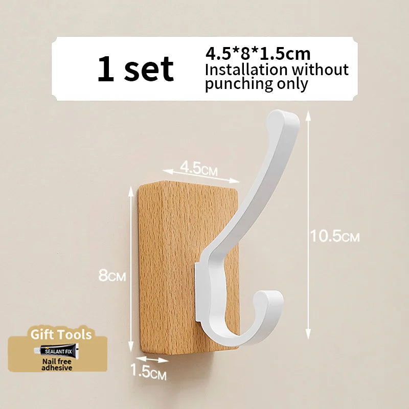 FanzyMarket aluminum adhesive wall hook for towels, coats, and bags, black walnut finish, wall-mounted design with 1-3 hooks.