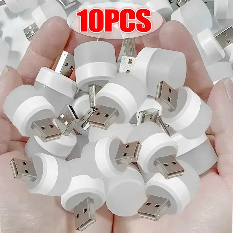 FanzyMarket mini USB LED night lights in warm white, portable eye-protection reading lamps, pack of 1, 3, 5, or 10 for decor and lighting.