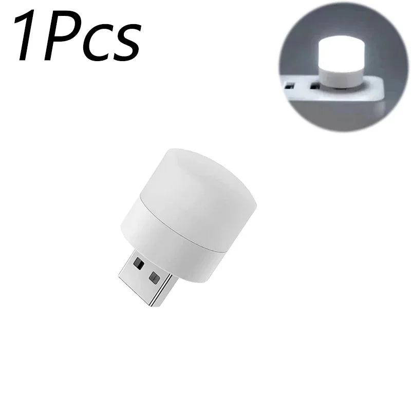 FanzyMarket mini USB LED night lights in warm white, eye-protection reading lamps, portable USB plug-in, 10-pack display