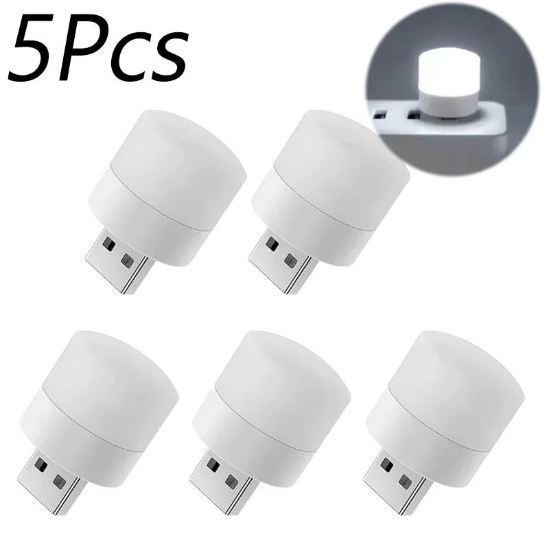 FanzyMarket mini USB LED night lights in warm white, portable plug-in lamps for eye-protection reading, shown in a 10-pack.