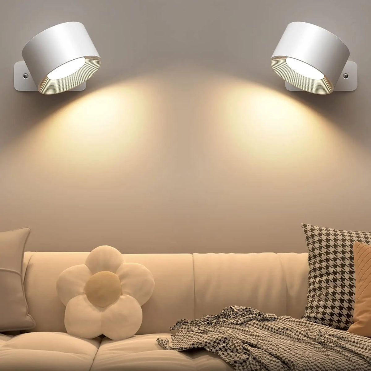 FanzyMarket rechargeable LED wall lamp with 360° rotation, touch control, adjustable color temperature, dimmable, black modern Nordic style